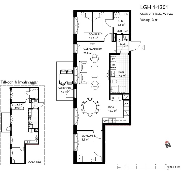 Planlösning från Gustav III:s Väg 62, Till salu i Bromma - Olovslund, Stockholm