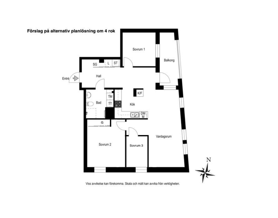 Planlösning från Mjölnarvägen 4B, Såld i Kvarnholmen, Nacka