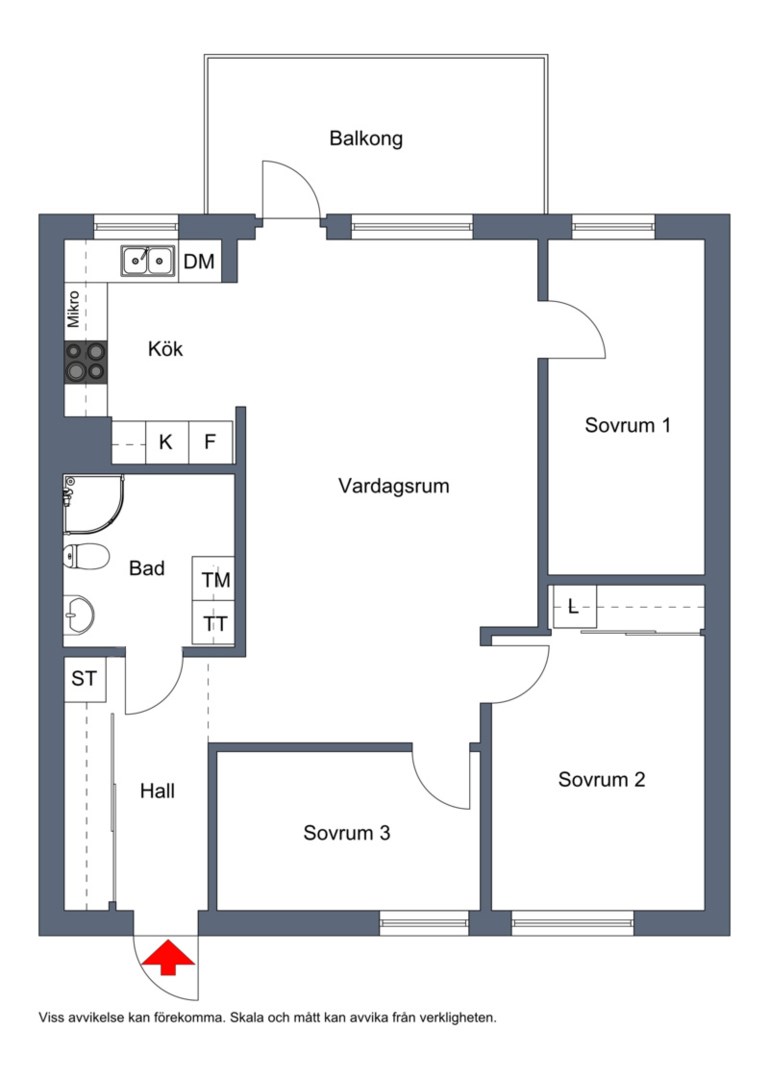 Planlösning från Vandrarvägen 29C, Såld i Riksten, Botkyrka