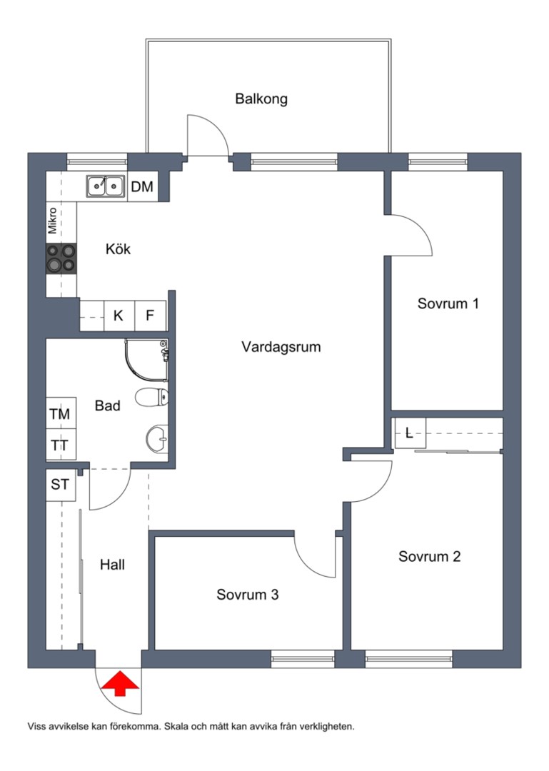 Planlösning från Kälkbacken 9C, Till salu i Riksten, Botkyrka
