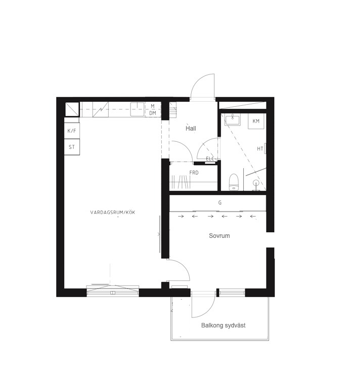 Planlösning från Östra Gräsvägen 7, Såld i Ektorp, Nacka