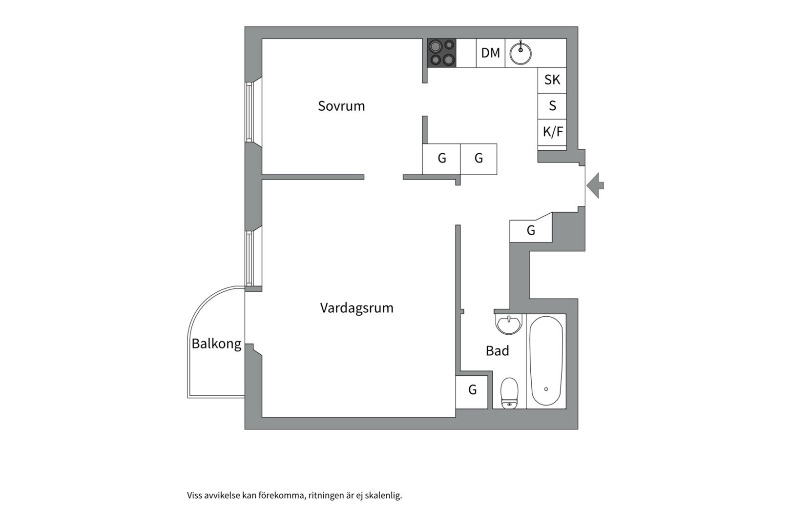 Planlösning från Luthagsesplanaden 24 D, Såld i Luthagen, Uppsala