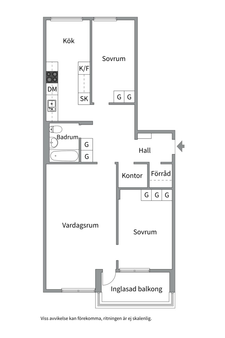 Planlösning från Sevallagatan 5A, Såld i Skiljebo, Västerås
