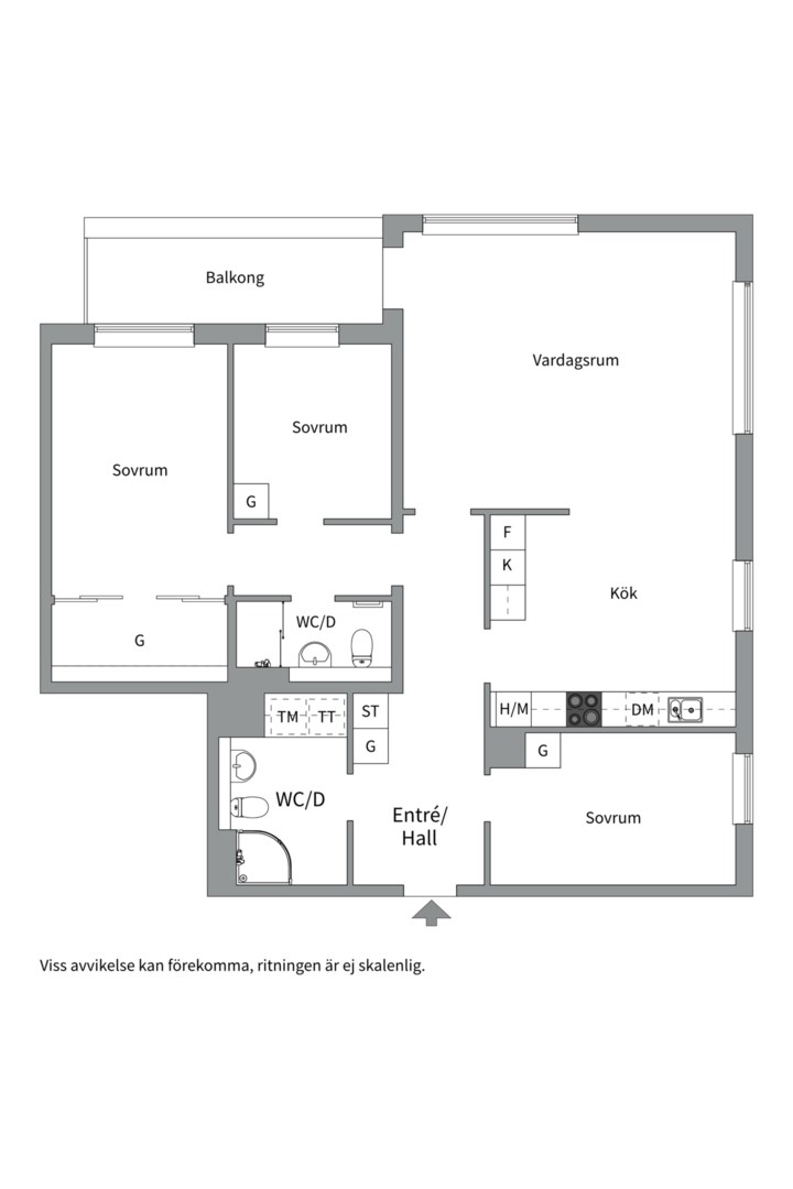 Planlösning från Fyrisvallsgatan 3B, Såld i Luthagen, Uppsala