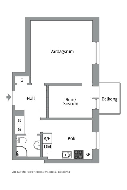 Planlösning från Luthagsesplanaden 36B, Såld i Luthagen, Uppsala