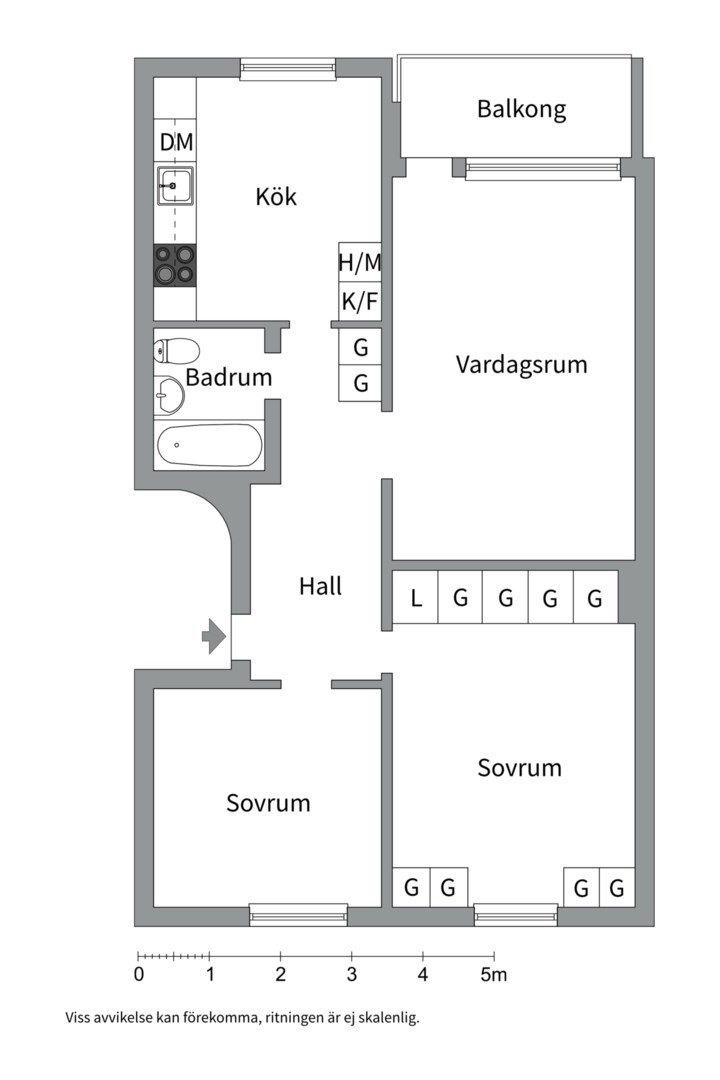 Planlösning från Ringgatan 37C, Såld i Luthagen, Uppsala
