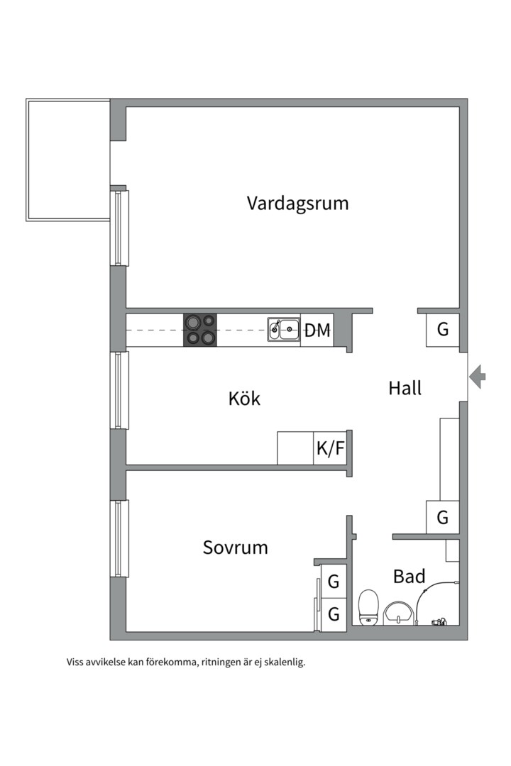 Planlösning från Sibyllegatan 18B, Såld i Luthagen, Uppsala
