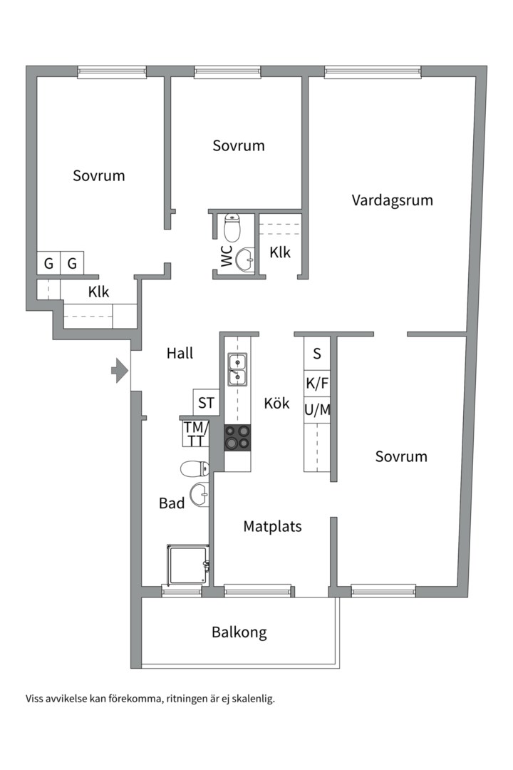 Planlösning från Österängsgatan 22C, Såld i Fålhagen, Uppsala