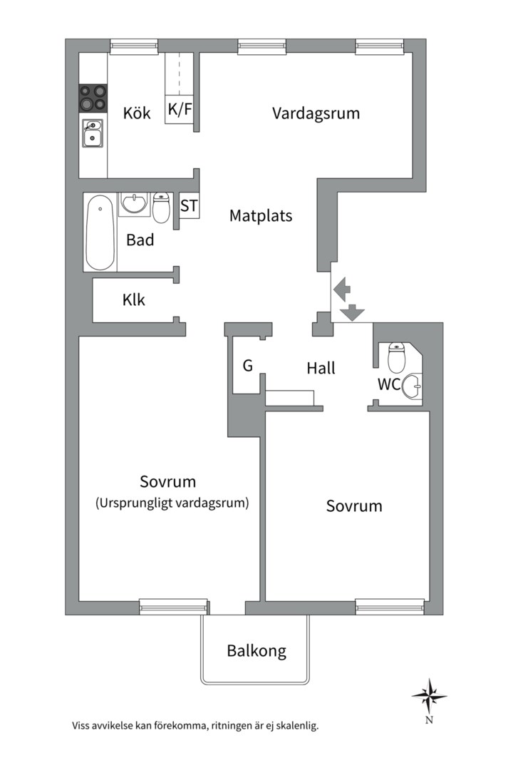 Planlösning från Tegnérgatan 5 B, Såld i Luthagen, Uppsala