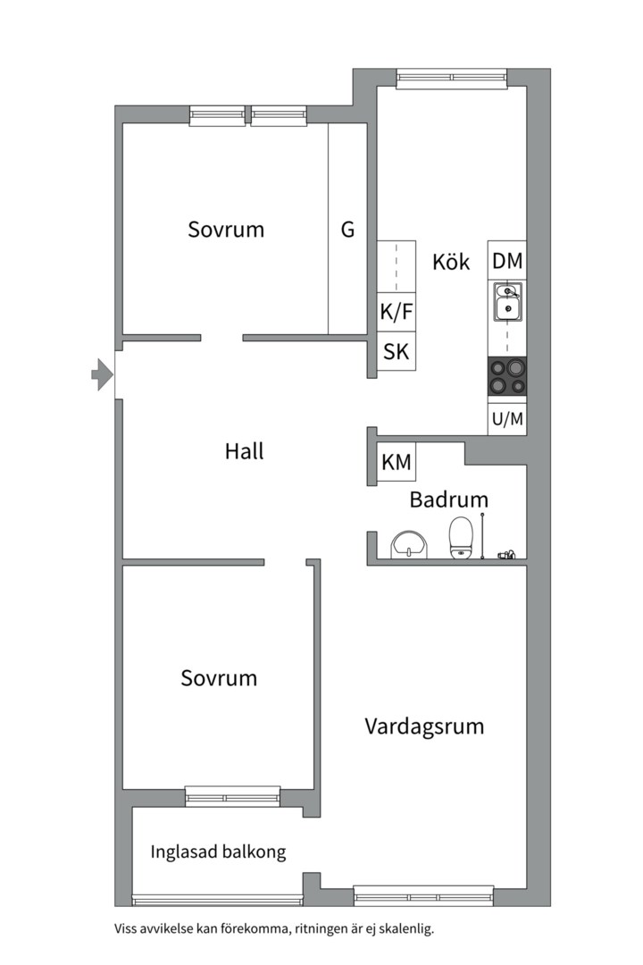 Planlösning från Svartbäcksgatan 43B, Såld i Centrum, Uppsala
