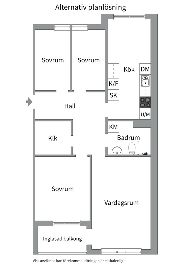 Planlösning från Svartbäcksgatan 43B, Såld i Centrum, Uppsala