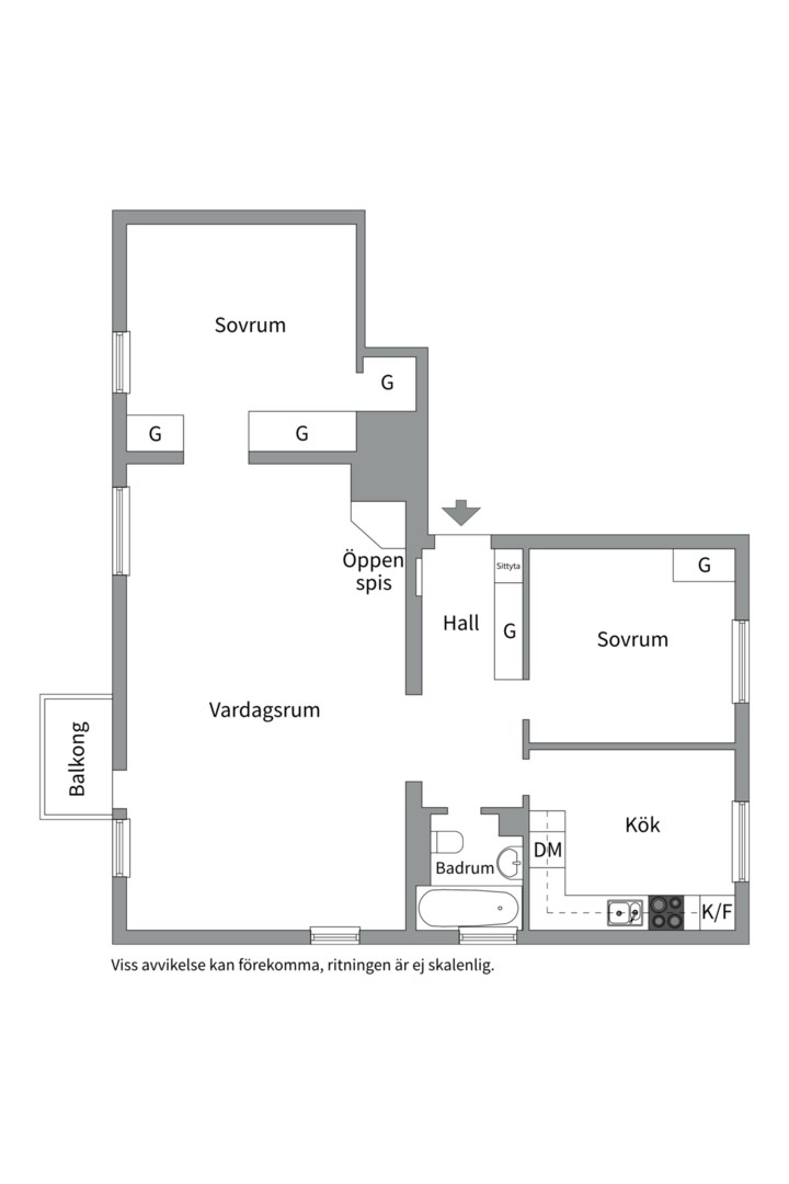 Planlösning från Geijersgatan 27A, Såld i Luthagen, Uppsala