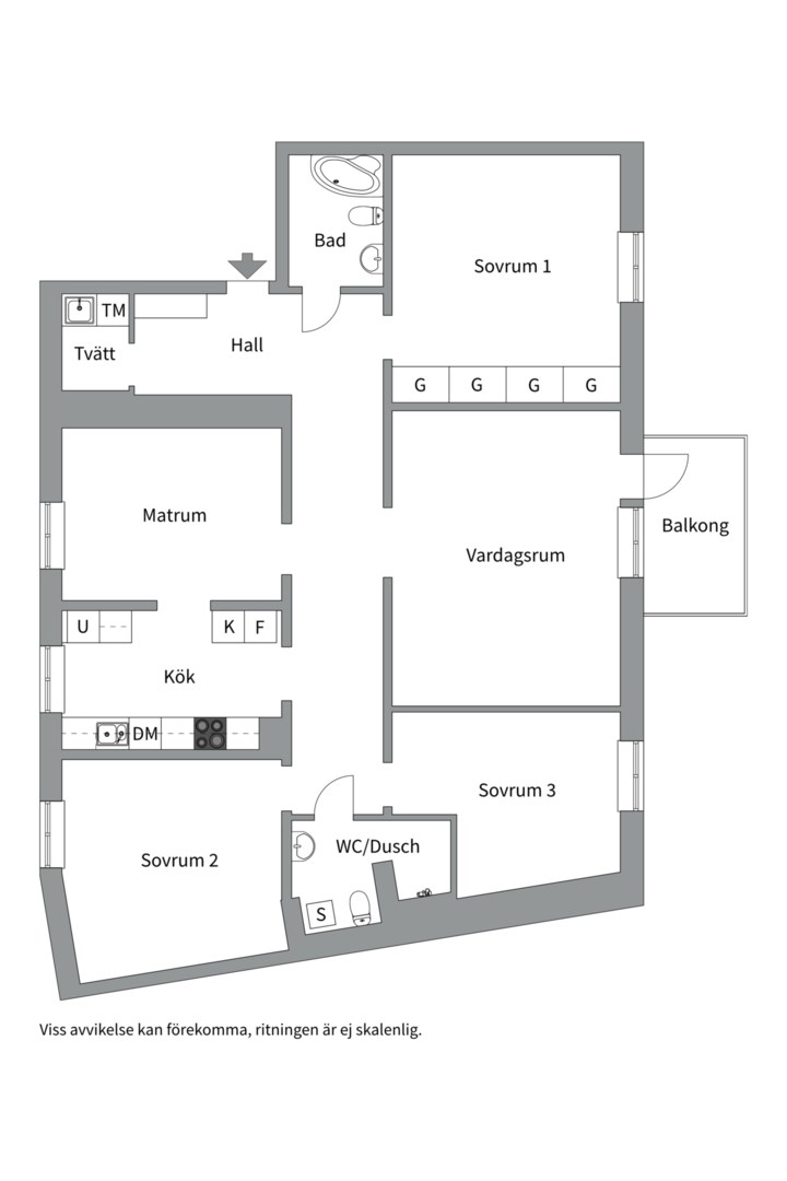 Planlösning från Lovisebergsvägen 4A, Till salu i Karlsdal, Västerås