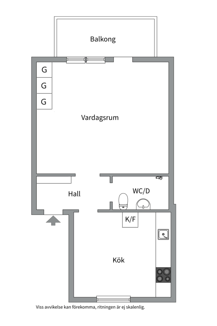 Planlösning från Frodegatan 33C, Såld i Fålhagen, Uppsala