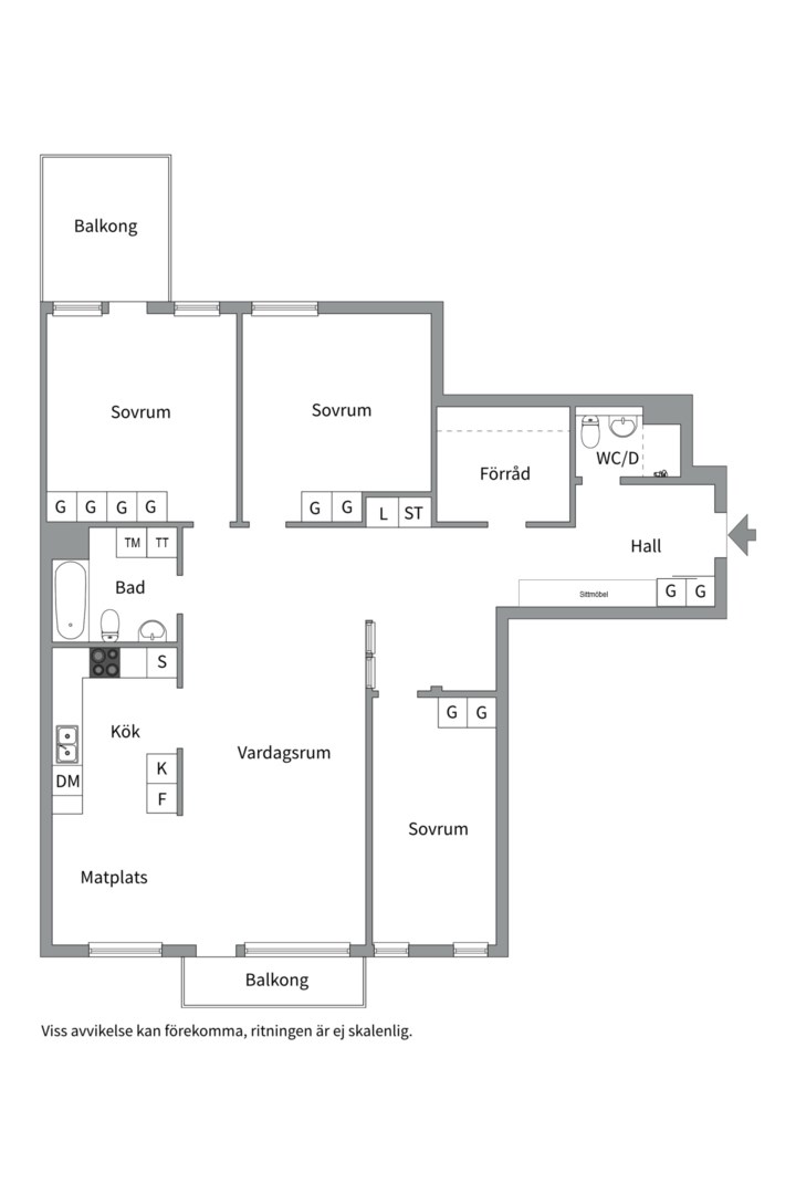 Planlösning från Kungsängsgatan 57J, Såld i Kungsängen, Uppsala