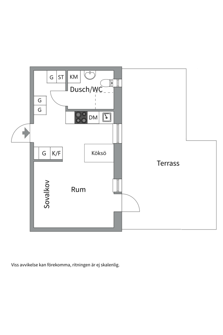 Planlösning från Rosendalsvägen 12, Såld i Rosendal, Uppsala