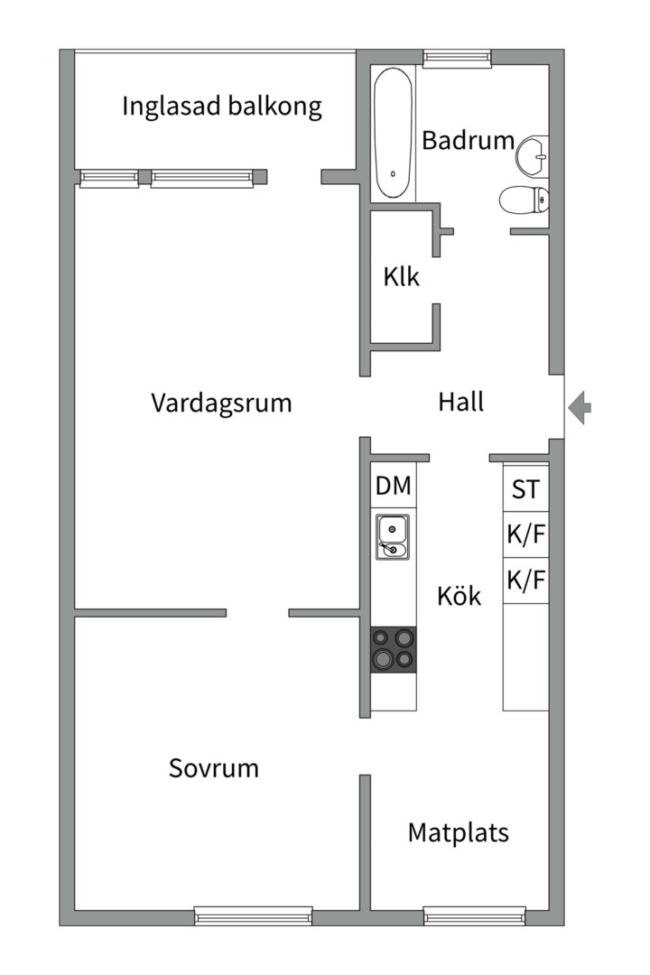 Planlösning från Wivalliusgatan 23, Såld i Nyby, Uppsala