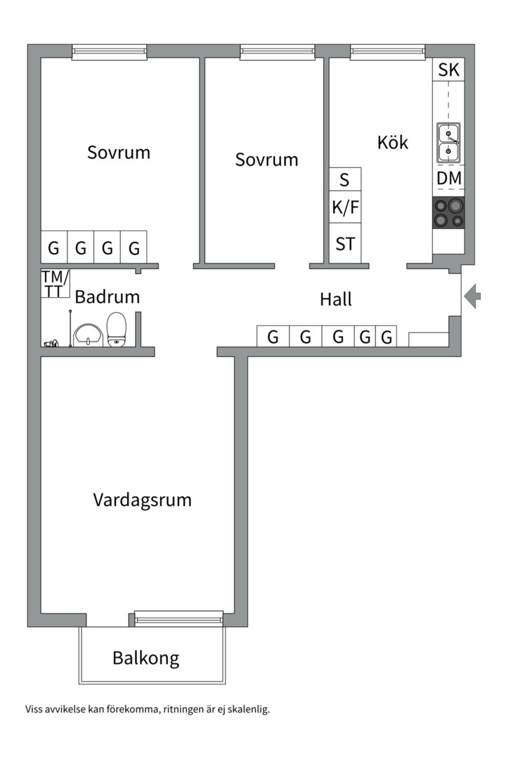 Planlösning från Stabby allé 3, Såld i Luthagen, Uppsala