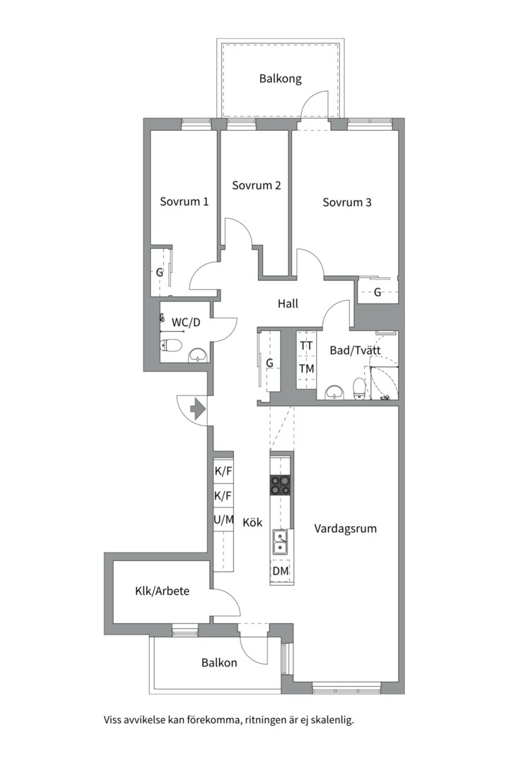 Planlösning från Kungsgatan 66C, Till salu i Centrum, Uppsala