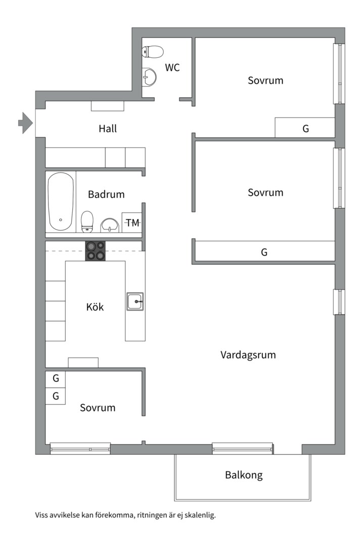 Planlösning från Sickla Kanalgata 60, Kommande i Hammarby Sjöstad, Stockholm