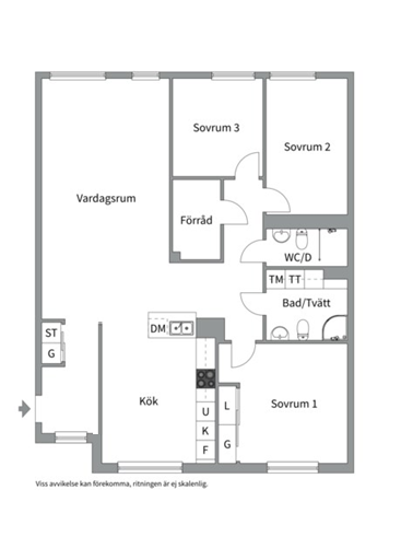 Planlösning från Solskensgatan 11, Till salu i Gränby, Uppsala