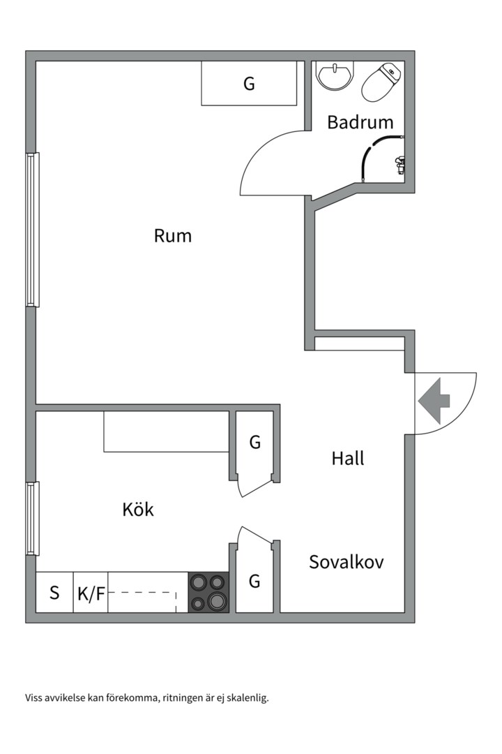 Planlösning från Odensgatan 2 A, Såld i Främre Luthagen, Uppsala