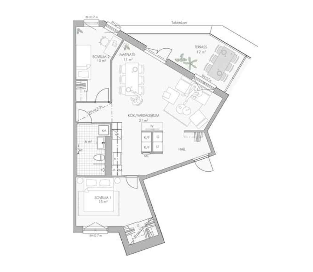 Planlösning från Ålstastråket 12 A, Till salu i Barkabystaden, Järfälla