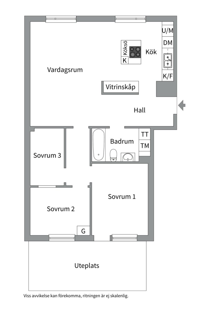 Planlösning från Hedenströms väg 13, Såld i Tollare, Nacka