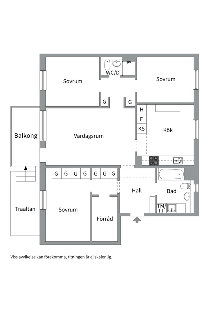 Planlösning från Eksätravägen 116, Kommande i Södra Gottsunda, Uppsala