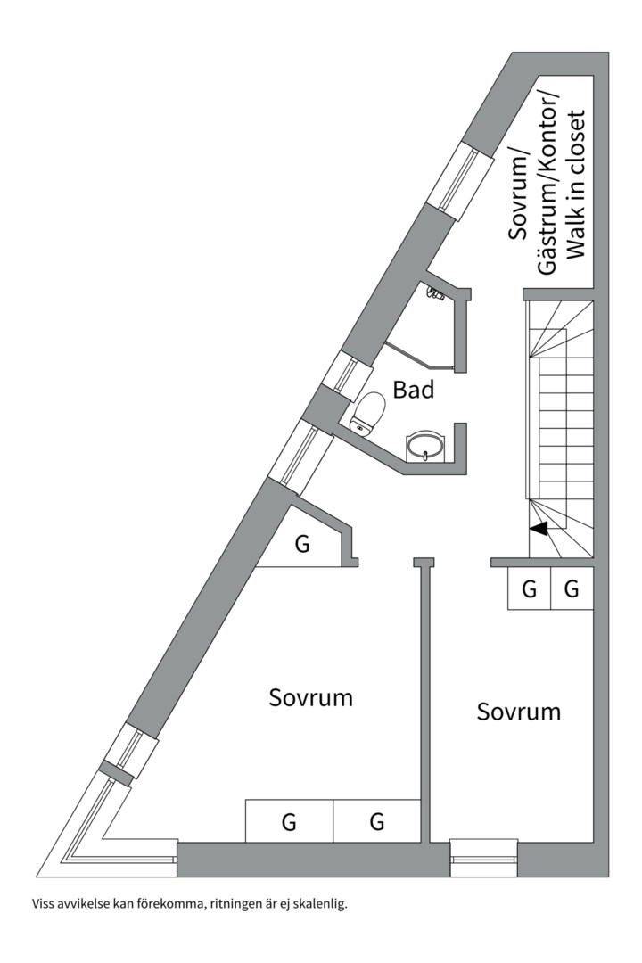 Planlösning från Treklövergatan 11, Kommande i Gideonsberg, Västerås