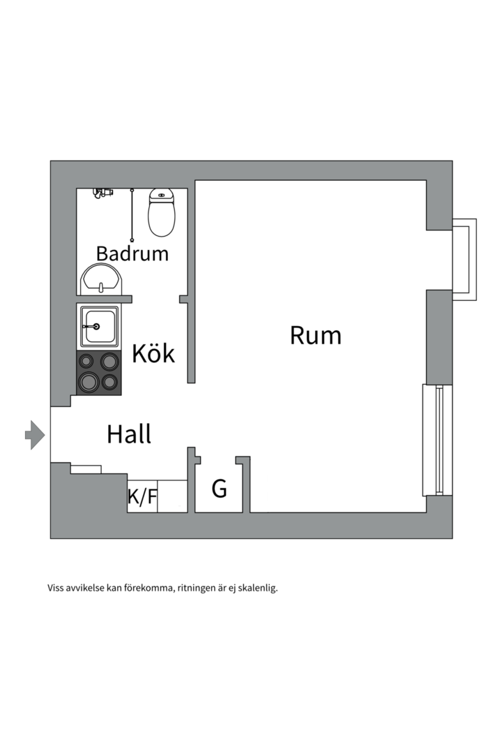 Planlösning från Götgatan 10B, Såld i Luthagen, Uppsala
