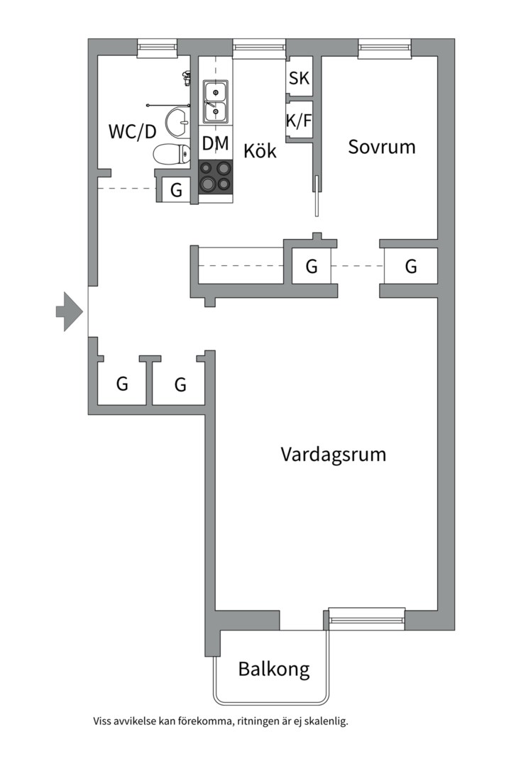 Planlösning från Svartbäcksgatan 99A, Till salu i Svartbäcken, Uppsala