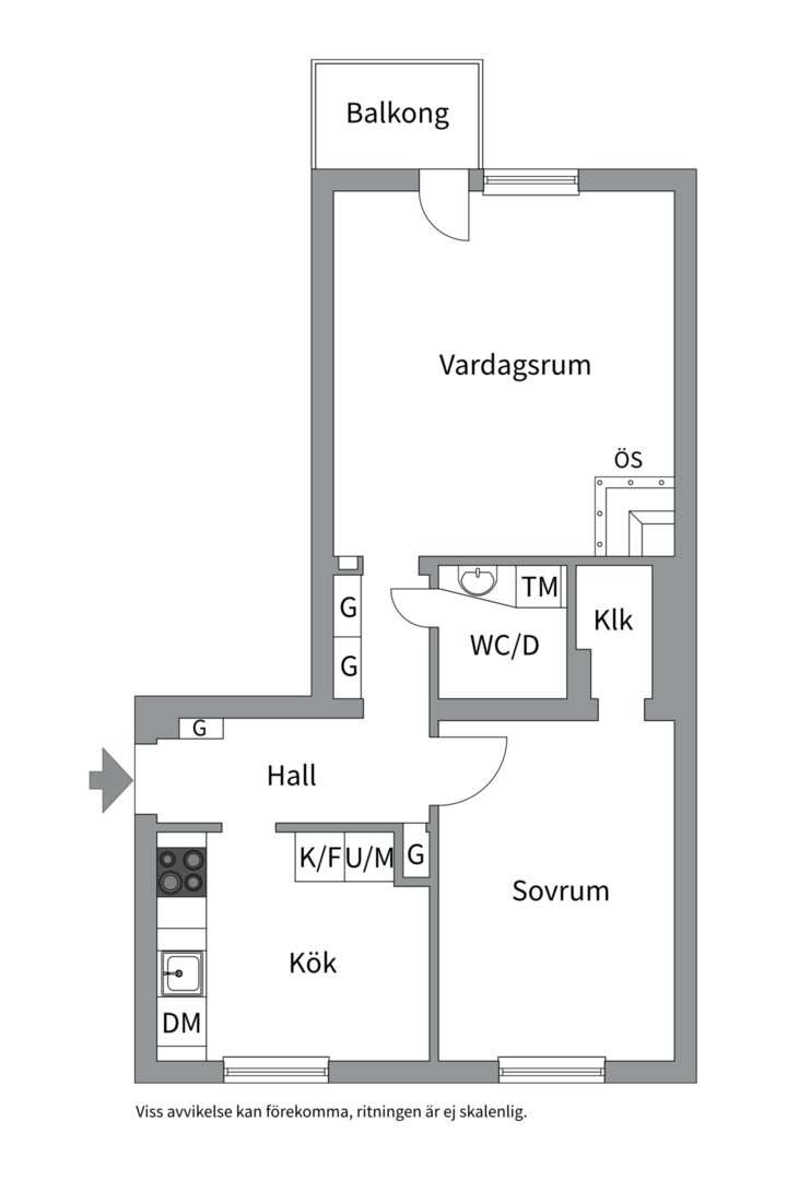Planlösning från Torkelsgatan 8B, Såld i Fålhagen, Uppsala