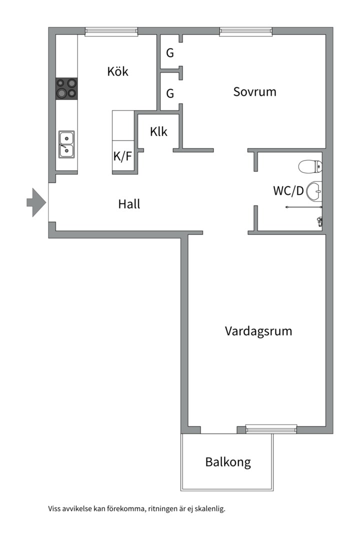 Planlösning från Prästgårdsgatan 5 B, Kommande i Luthagen, Uppsala