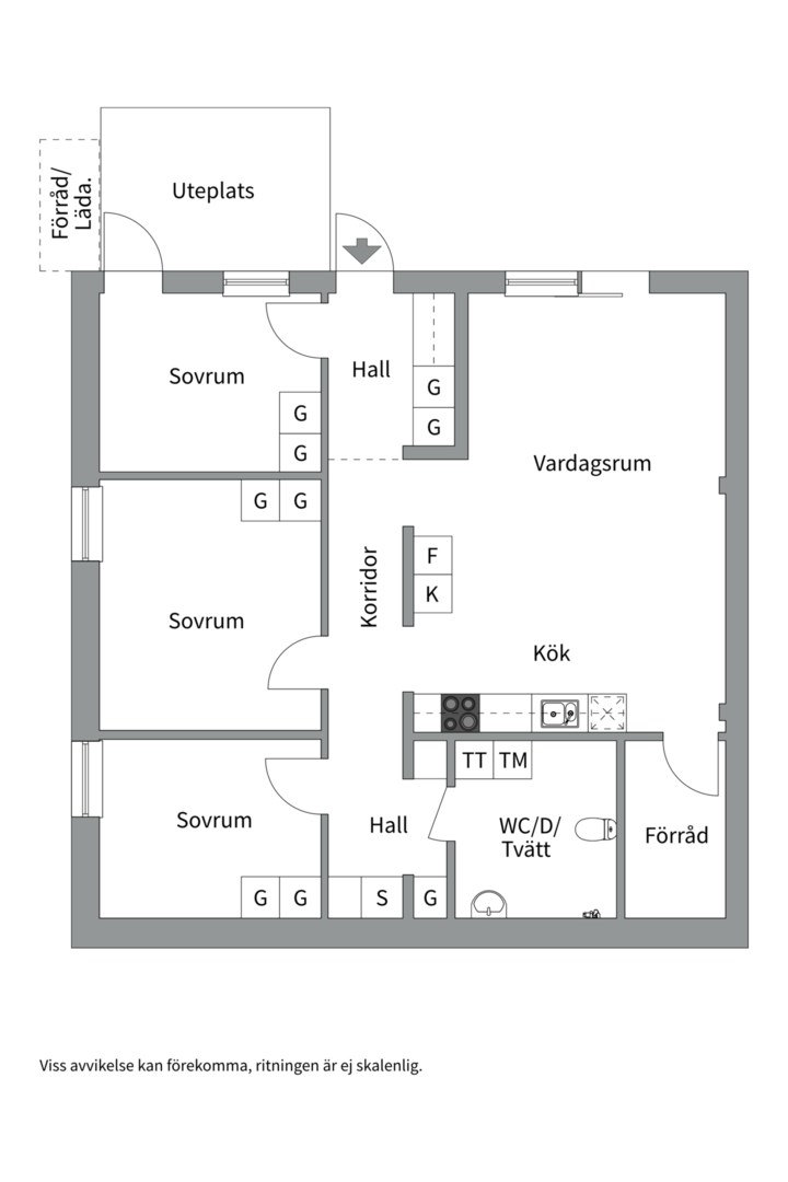 Planlösning från Solstigen 14A, Kommande i Väsjön, Sollentuna