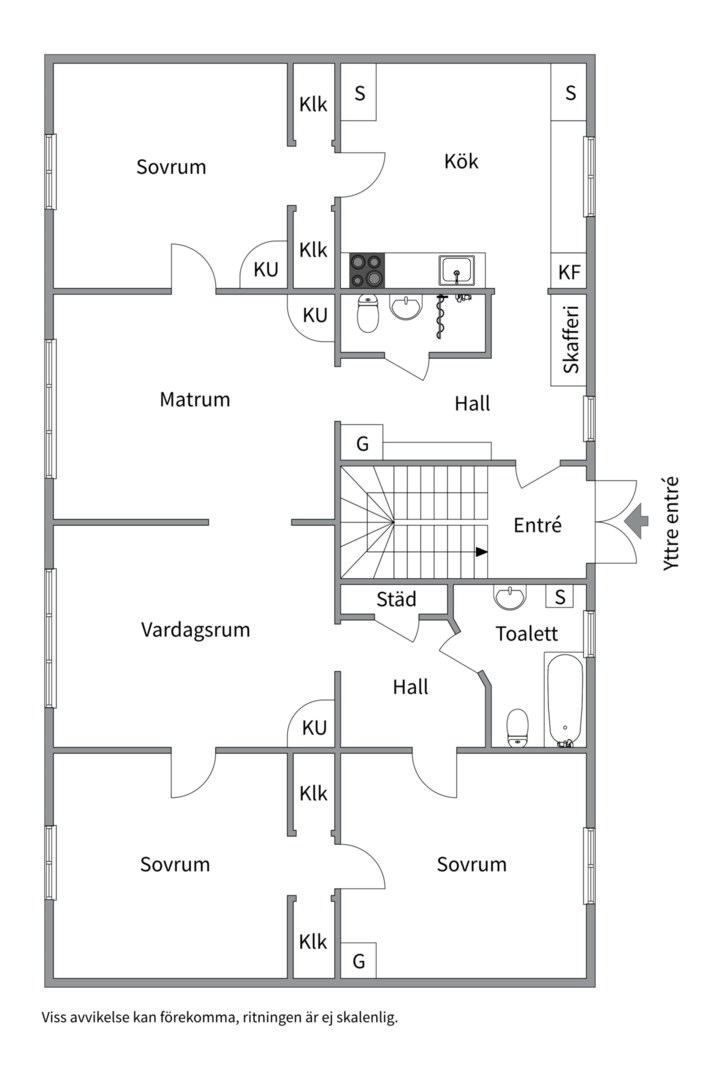 Planlösning från Västra järnvägsgatan 23A, Såld i Främre Svartbäcken, Uppsala