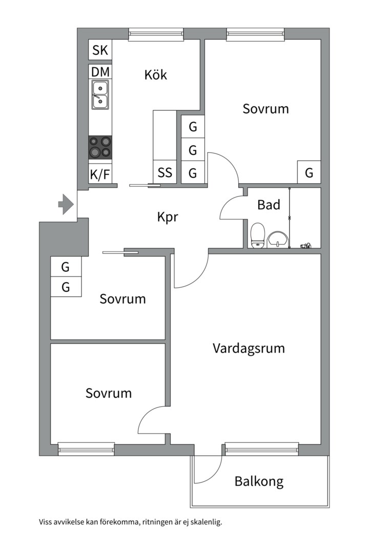 Planlösning från Stigbergsvägen 8A, Såld i Eriksberg, Uppsala
