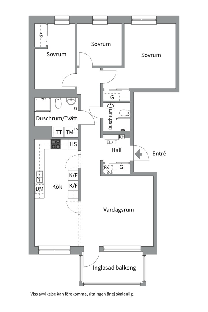 Planlösning från Otto Myrbergs väg 4C, Kommande i Rickomberga, Uppsala