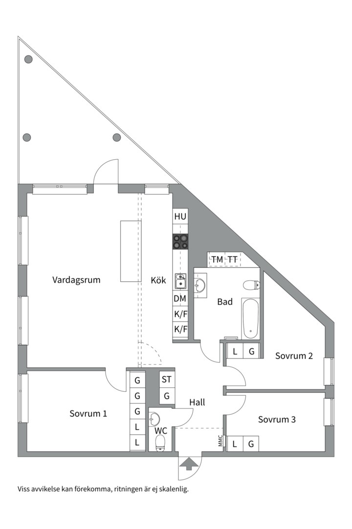 Planlösning från Johannesbäcksgatan 95A, Såld i Salabacke, Uppsala