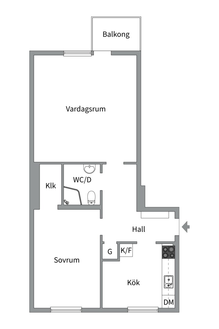 Planlösning från Torkelsgatan 8B, Såld i Fålhagen, Uppsala