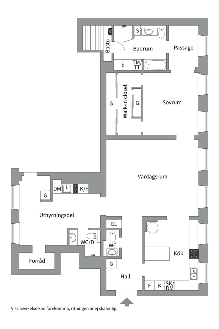 Planlösning från Västra Ågatan 22 A, Kommande i Centrum, Uppsala