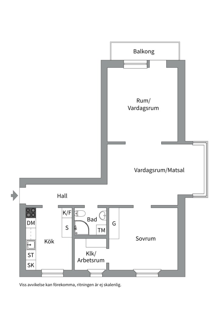 Planlösning från S:t Göransgatan 31A, Kommande i Fålhagen, Uppsala