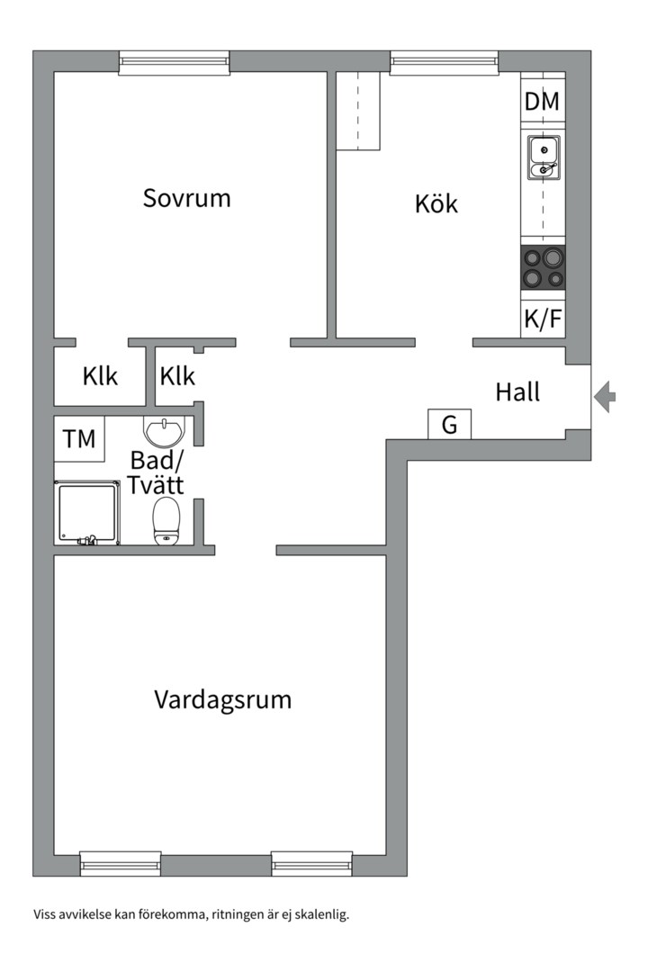 Planlösning från S:t Göransgatan 29, Såld i Fålhagen, Uppsala
