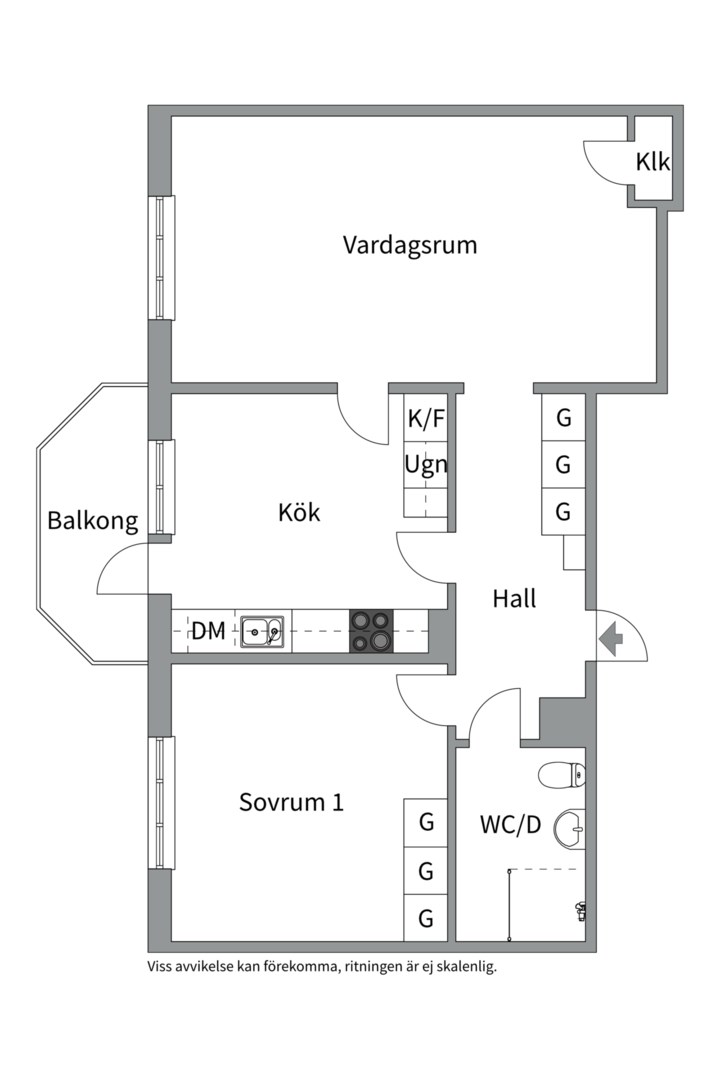 Planlösning från Bangårdsgatan 1B, Såld i Centrum, Uppsala