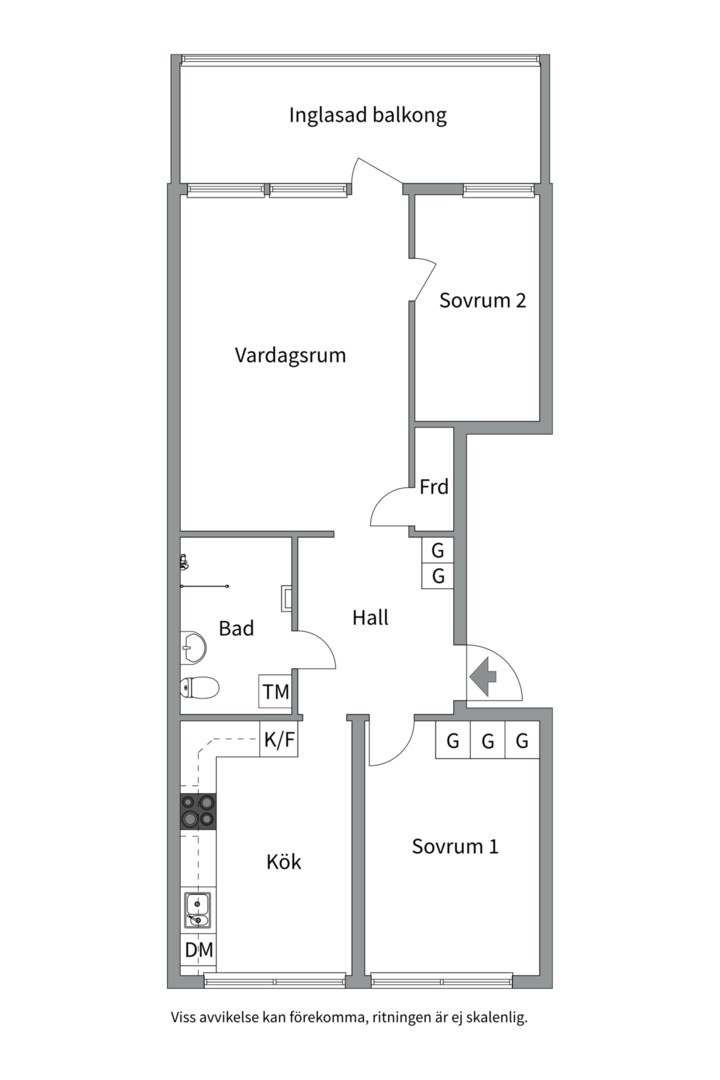 Planlösning från Norra Skjutbanegatan 19E, Såld i Haga, Norra, Västerås