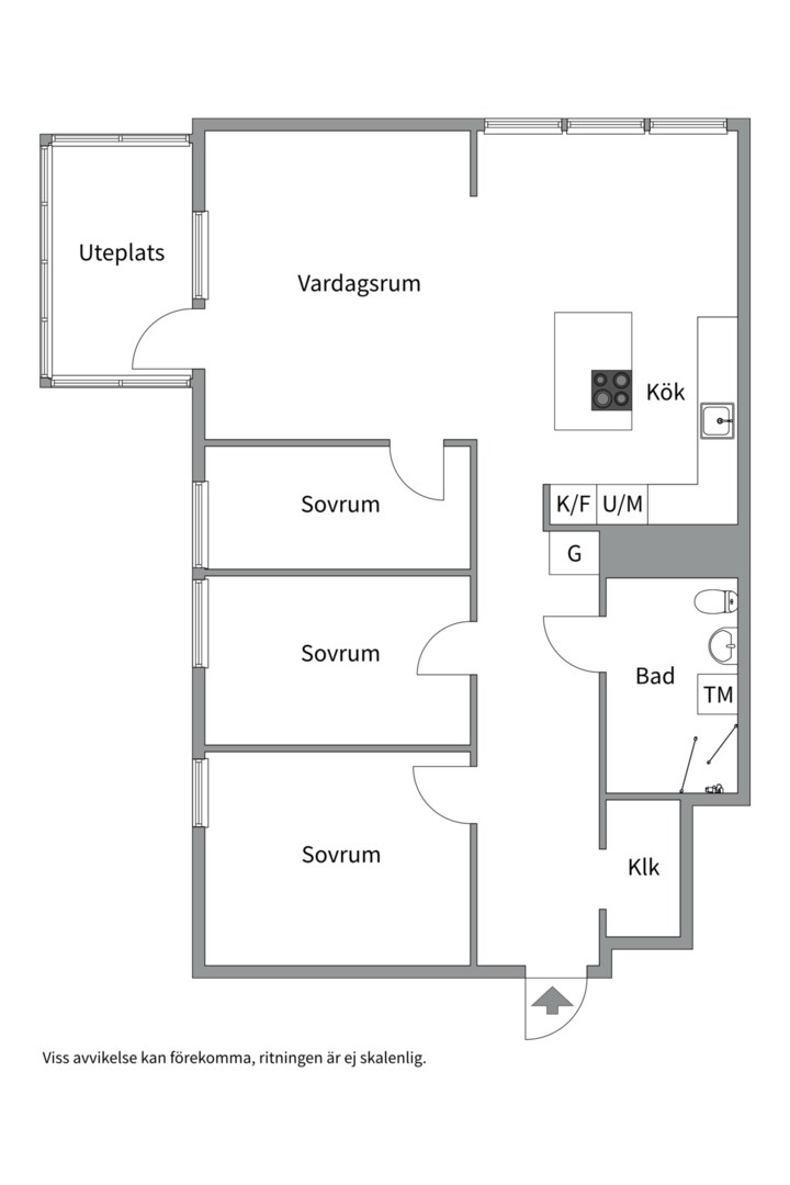 Planlösning från Solskensvägen 19, Såld i Östra Tullingeberg, Botkyrka