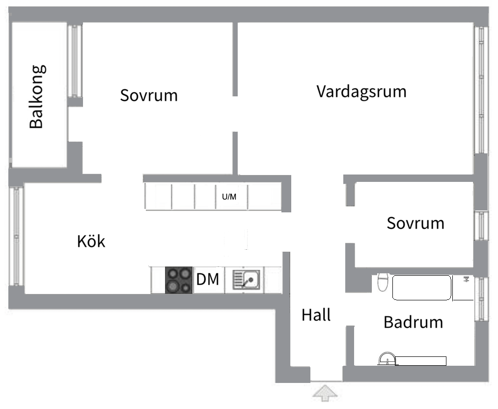Planlösning från Henriksdalsringen 17, Såld i Henriksdalsberget, Nacka