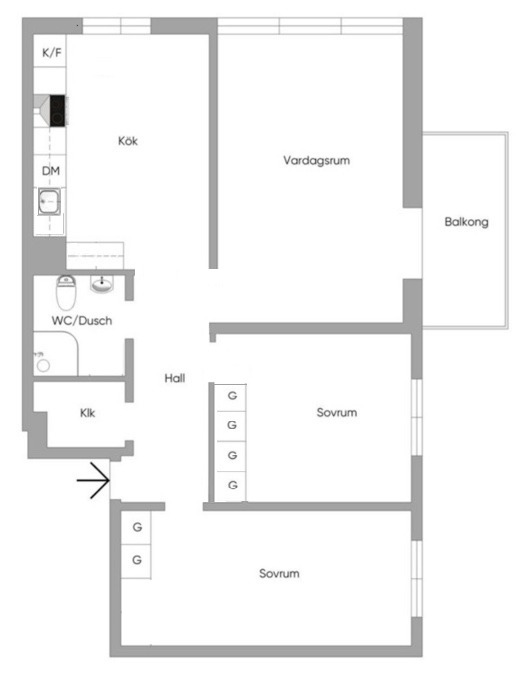 Planlösning från Edinsvägen 10, Såld i Ektorp, Nacka