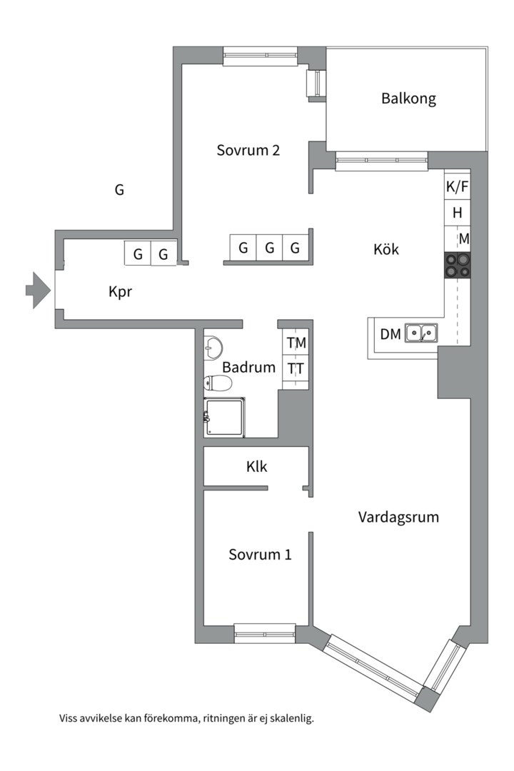 Planlösning från Kvarngränd 10, Såld i Kvarnholmen, Nacka