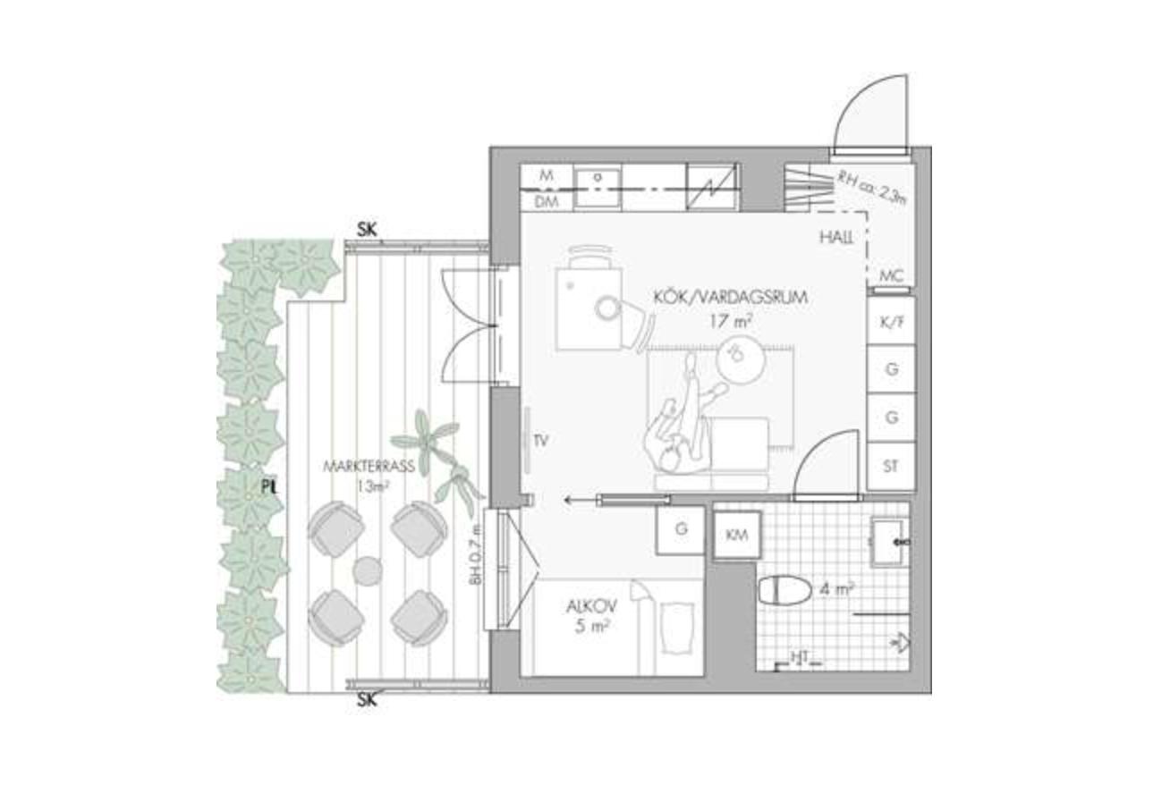 Planlösning från Ålstastråket 12 A, Till salu i Barkabystaden, Järfälla